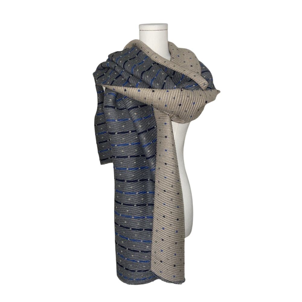 Pleated Oversized Scarf Ivory Gray Pleated Super Soft